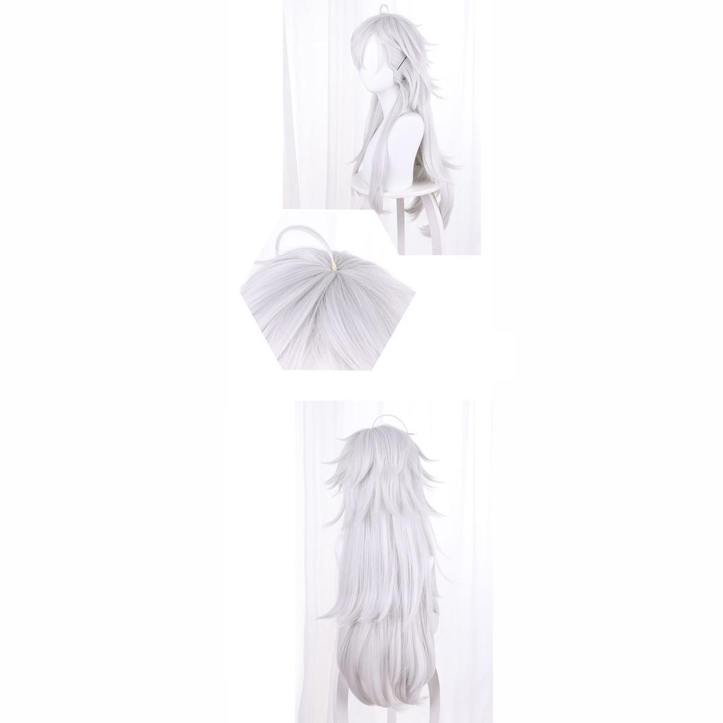 Kuzuha Cosplay Perfect for and Festivals Wig, White/Silver, Heat-Resistant, 80cm, Cosplay, Photoshoots,