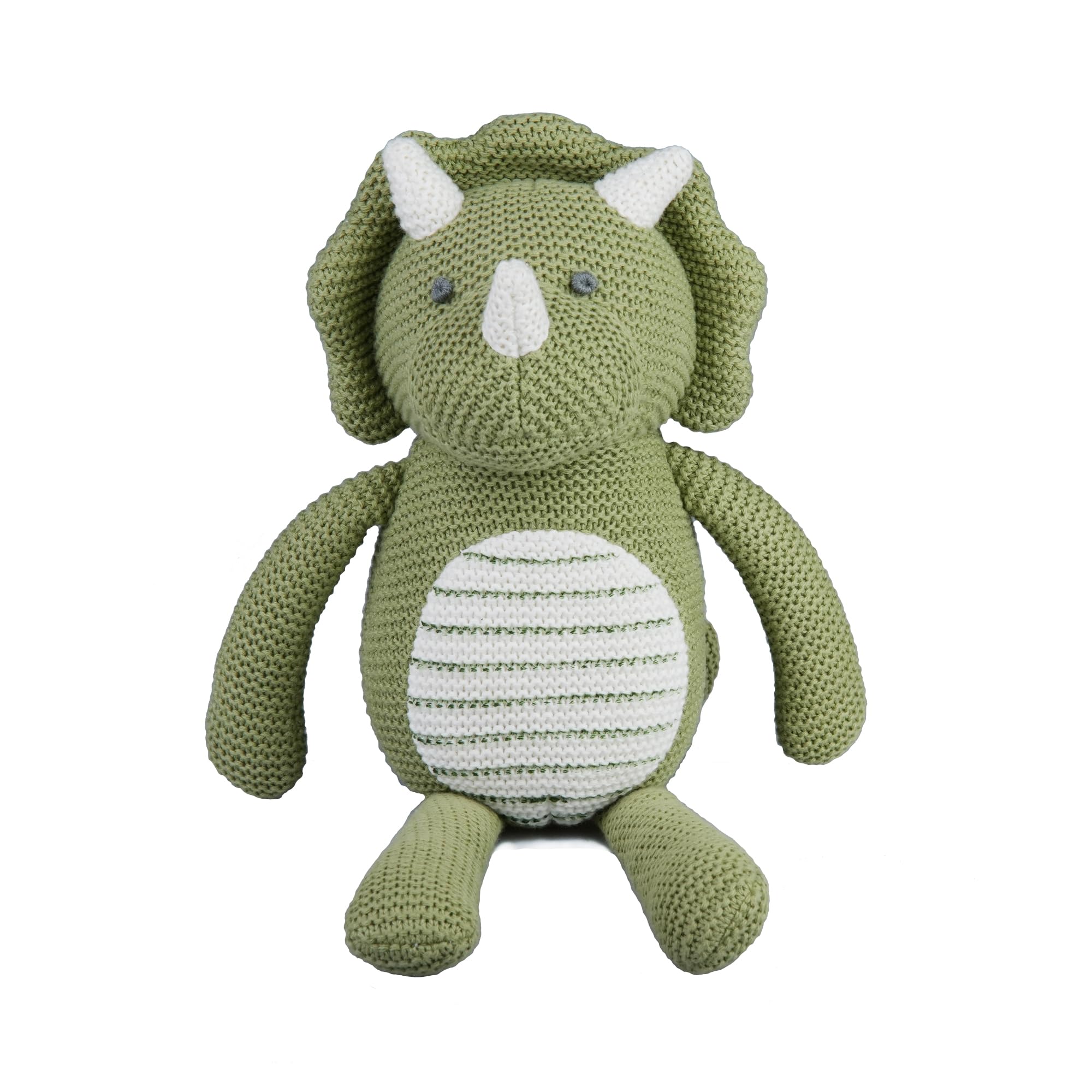 

FLUFFYFUN 100% Organic Cotton Baby Toy, Dinosaur Plush Toy 18cm (Green)