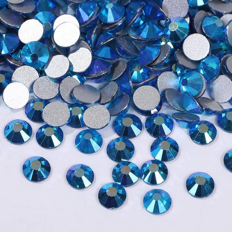 Color Ab Crystal Glass Flat Bottom Drill Round Nail Drill Diy Colorful Nail Jewelry