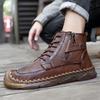 Fashion Winter Mens Outdoor Boots Luxury Handmade Leather Platform Hking Boots for Men Casual Shoes High Quality Warm Male Ankle Boots