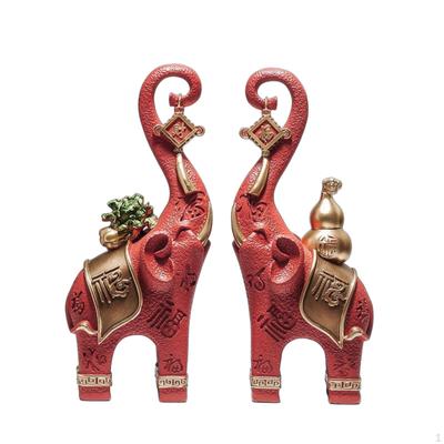 Elephant Figurine Feng Shui Statue Auspicious Centerpiece for Homeowners, Living Room,