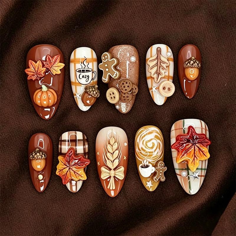 Summer European American 3D Strawberry Cherry Almond Nail Art Gel Tips