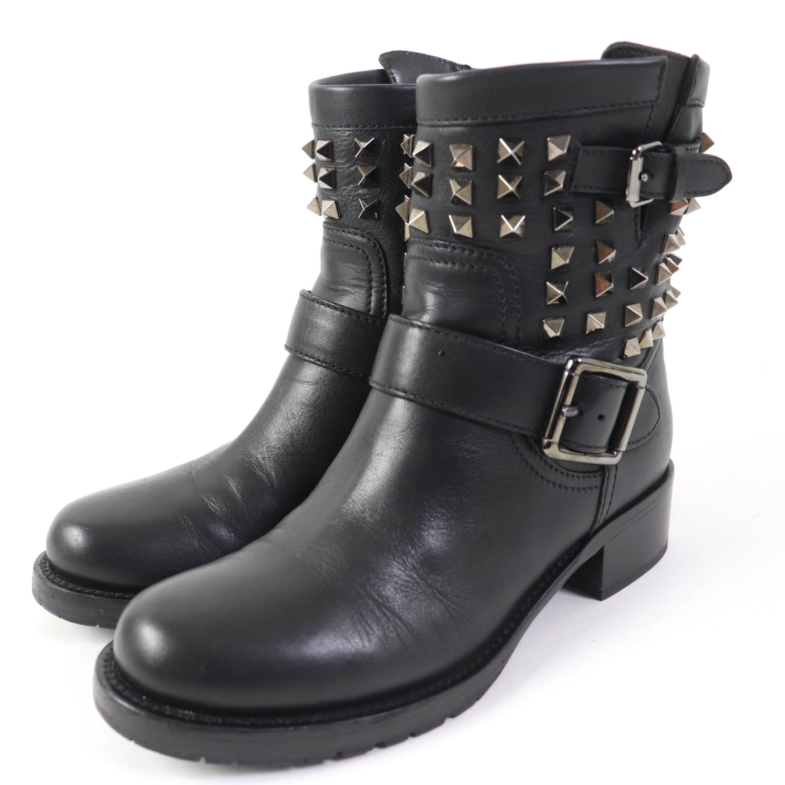 Great Valentino Garavani short boots Leather with Rockstuds black leather Women Used