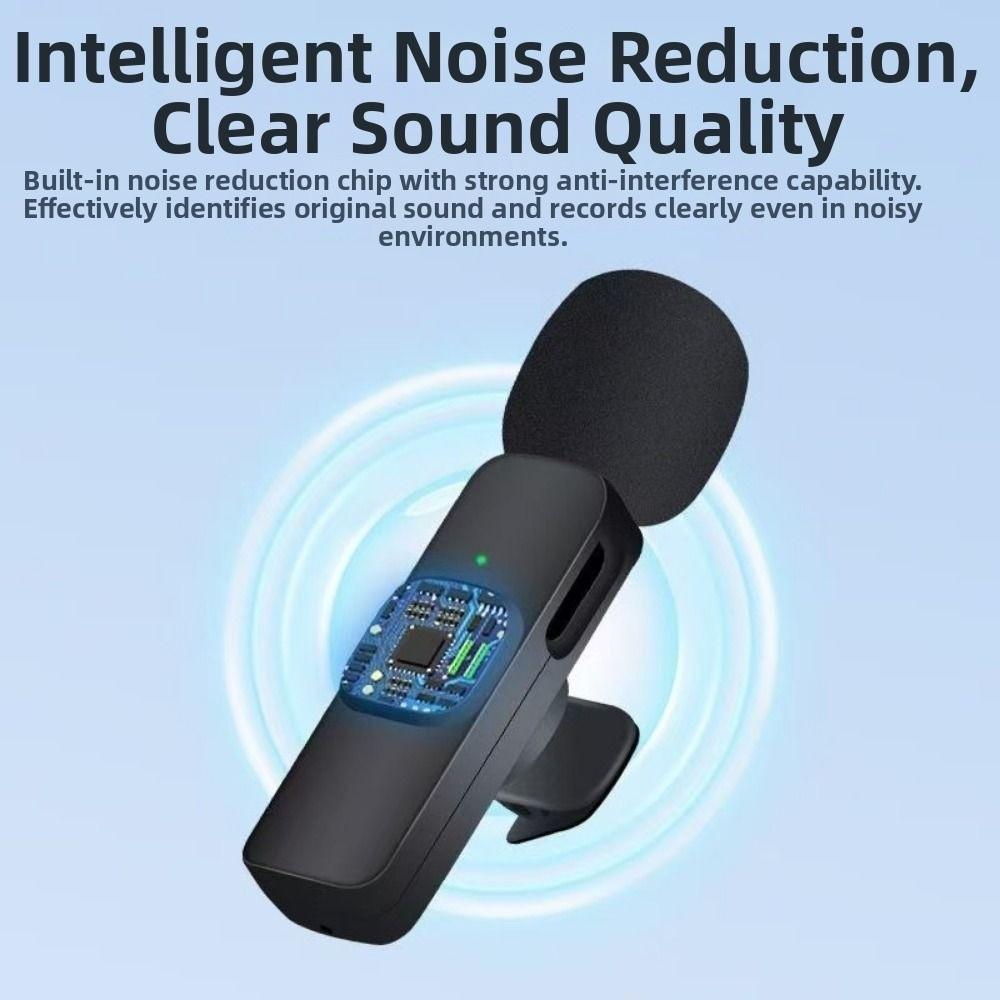 2 In 1 Mini Microphone Noise Cancelling Lavalier Microphone Wireless Microphone Podcast
