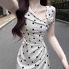Summer White Polka Dot Dress French Temperament Hip-wrapped Long Dress Is Popular In Spring To Wear New Women's Clothing