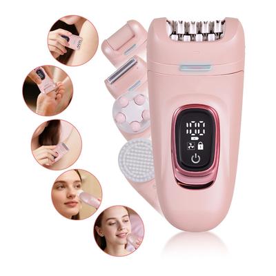 5 in 1 Elektrischer Epilierer für Frauen, USB Wiederaufladbarer Haarentfernungsrasierer für Körper, Gesicht, Bikinizone, Tragbarer Nass-Trocken-Rasierer, IPX7 Wasserdicht