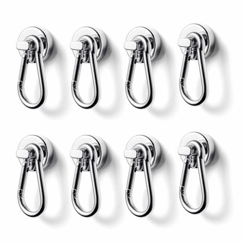 

BTLIN Magnetic Hooks, Strong Neodymium Magnets with Carabiners, 20mm Diameter, Maximum Load Capacity of 15kg, Suitable for Grills, Warehouses, and Off