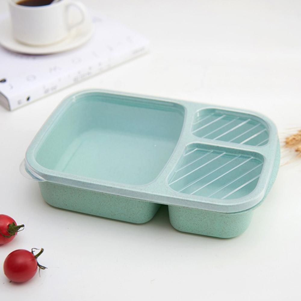 Compartment Separate 3 Grids Portable Lunch Box Kids Students Office Bento Box Food Storage Container