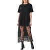 Abito da Donna in Pizzo Manica Corta Girocollo Patchwork T-shirt Abito Lungo Estivo Casual Leggero Abito Stratificato