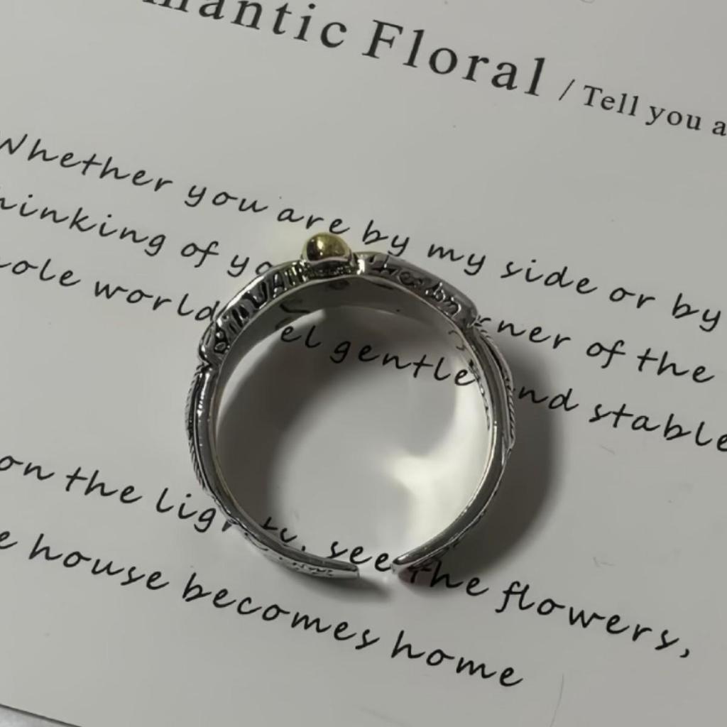 Men's Korean Retro Winged Cross Hip Hop Open Ring