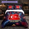 Turkey Football Pattern 3 Pieces Bedding Set Soft Microfiber Duvet Cover with Pillow Cases for Bedroom
