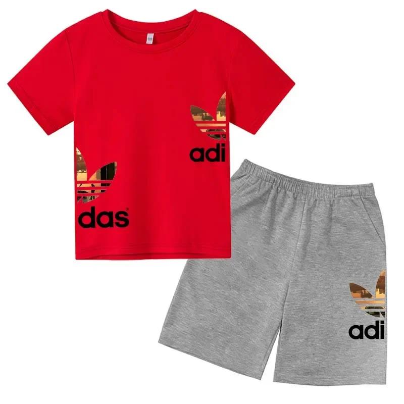 

Kids Summer Leisure Letter 2pcs O-neck Short Sleeve T-shirts+Pants Suits 3-13 Years Boys Girls Casual Outfits Children Clothes 160
