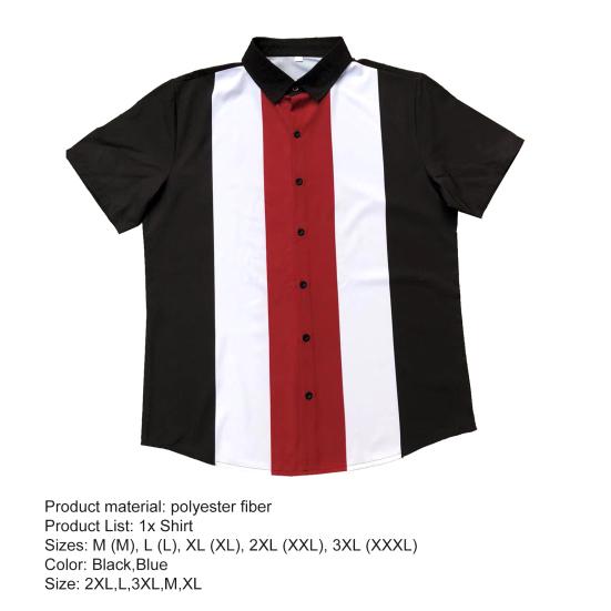 Cămașă pentru bărbați Frumos cu dungi Imprimare Culoare contrastantă Guler răsturnat Topuri de vară cu un singur piept Haine pentru bărbați