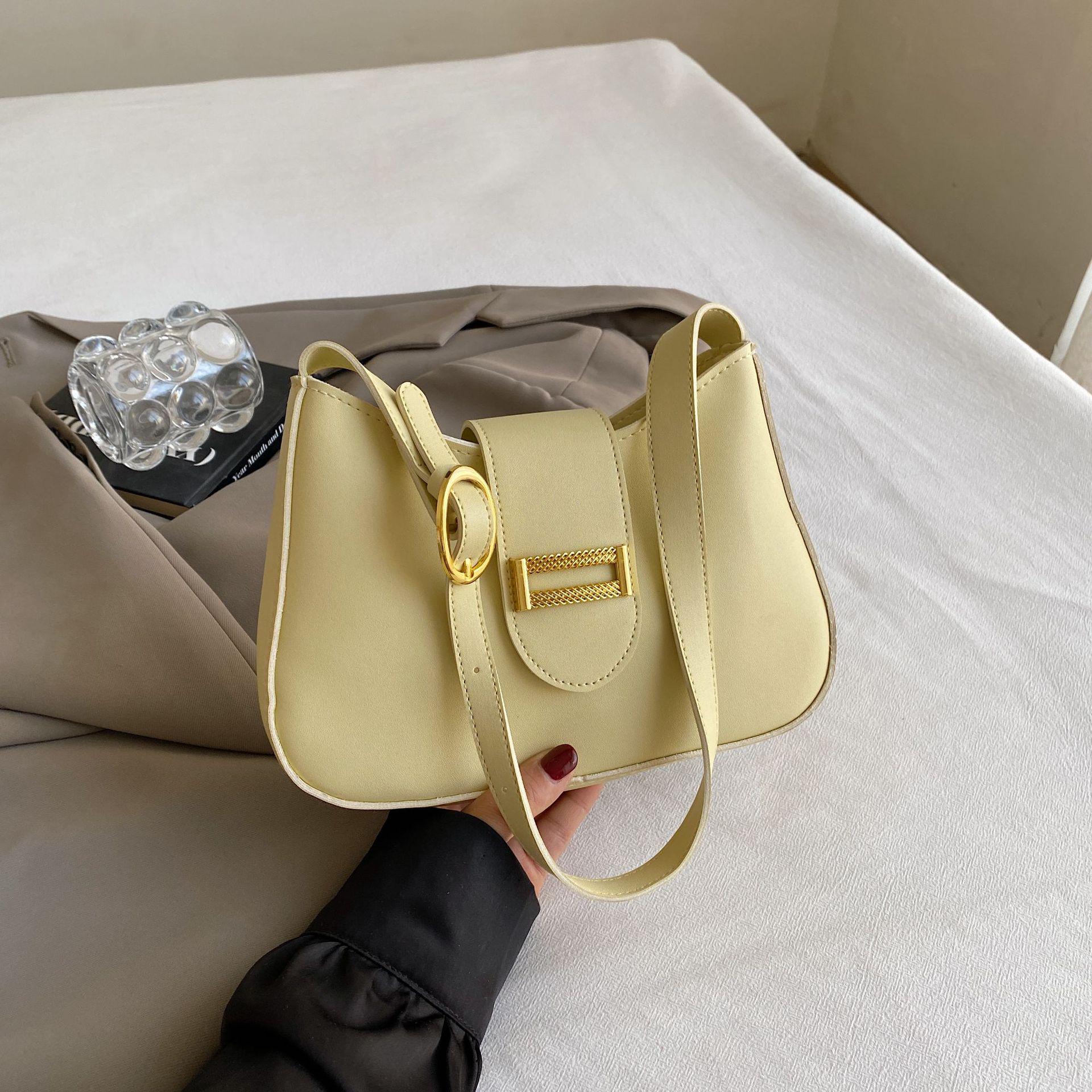 

Летняя женская сумка через плечо цвета макарон - Универсальная, нишевая сумка под мышкой большой вместимости лимон/зелёный