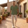 Men’s Short Sleeve V Neck Casual Loose Fit Linen T Shirt Lightweight Breathable Summer Basic Top for Daily Wear