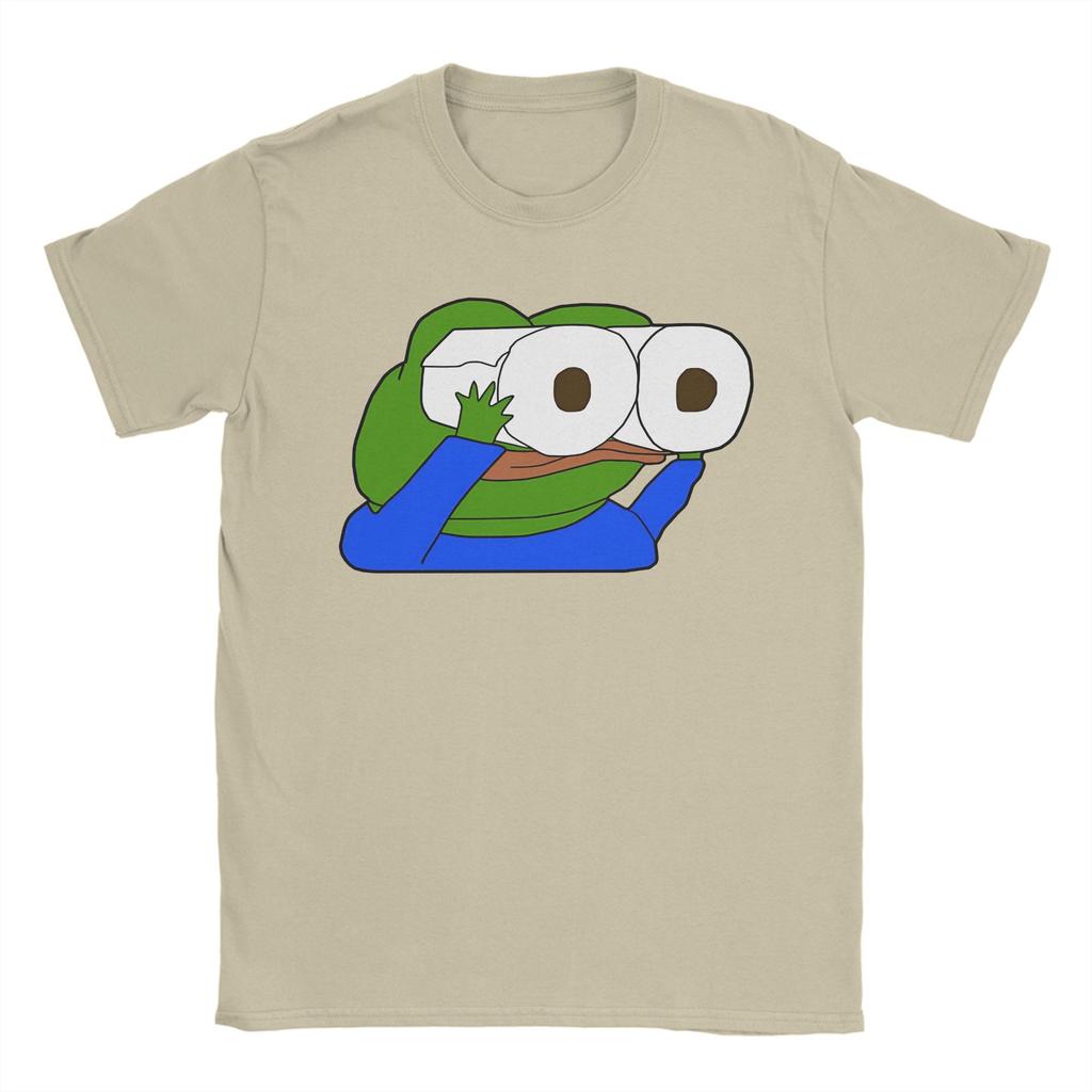 Pepes Toilet Paper Roll Binoculars Printed T Shirt Men Women Funny Meme Pure Cotton Tee Shirt Clothing