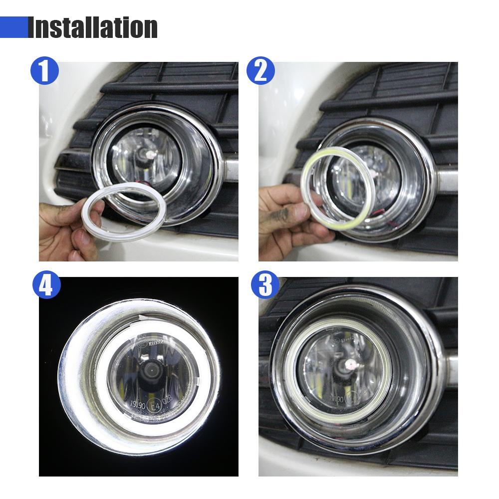 1Pair COB Angel Eyes Halo Rings For LED Car Motorcycle Scooter Headlights 12V With Cover