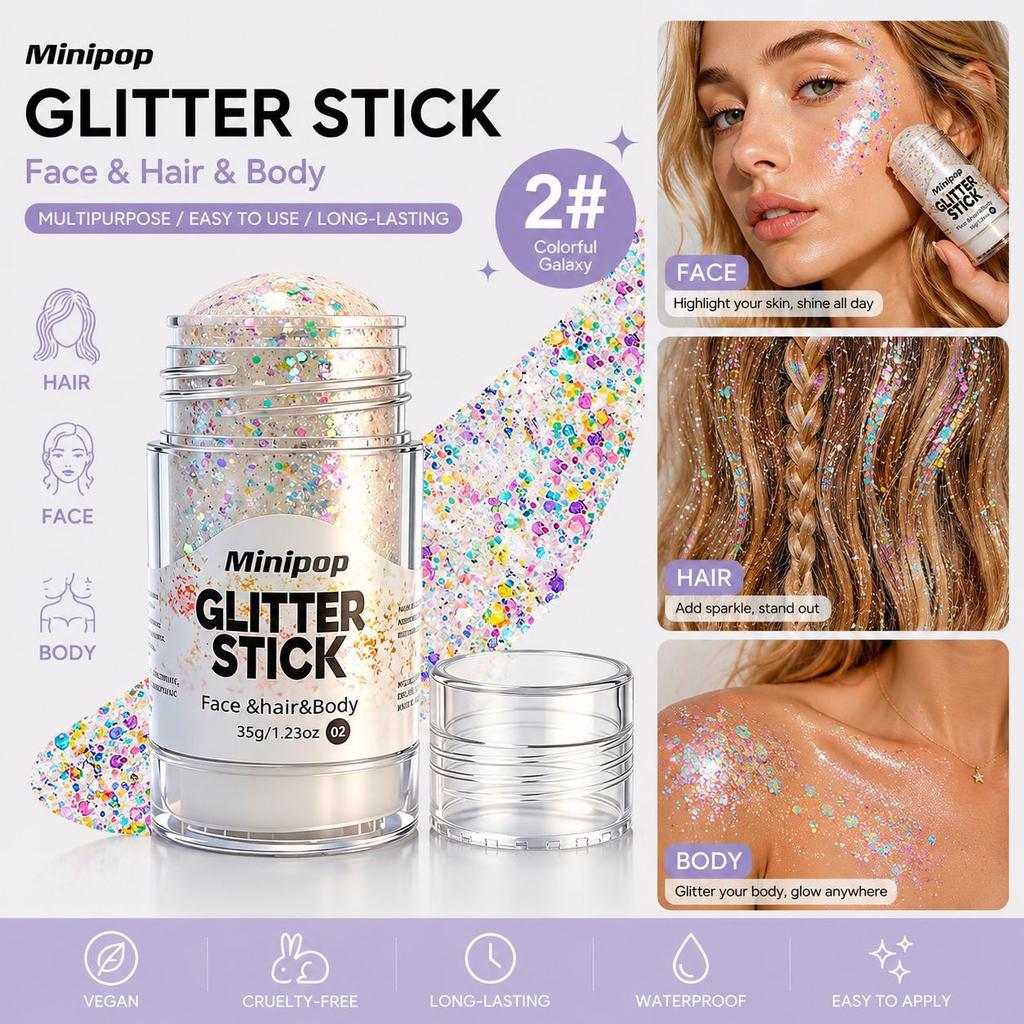 MINIPOP Body Paint Glitter Stick Face Lips Star Shimmer Festival