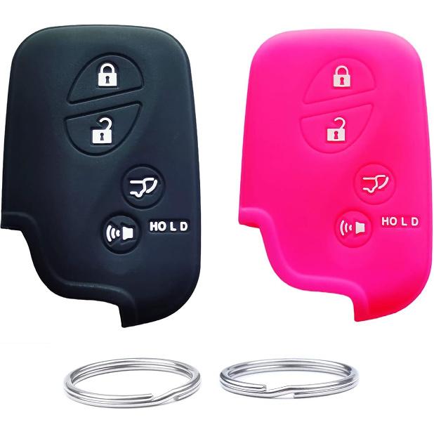 Silicone Key Fob Cover Case fit for Lexus RX350 ES350 IS250 GX460 LX570 IS350 GS430 GS300 GS450h is-C is-F.Part Number:HYQ14AEM HYQ14ACX (Red+Blue)