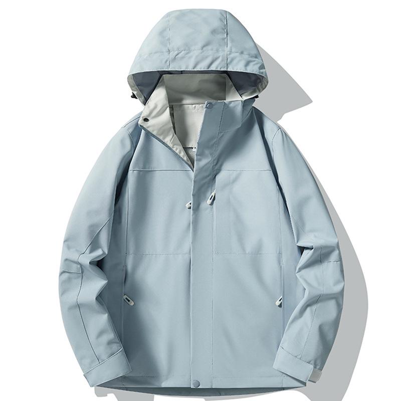 Unisex Windproof Waterproof Hooded Mountaineering Jacket with Detachable Liner - Two-Piece Set for Autumn and Winter.