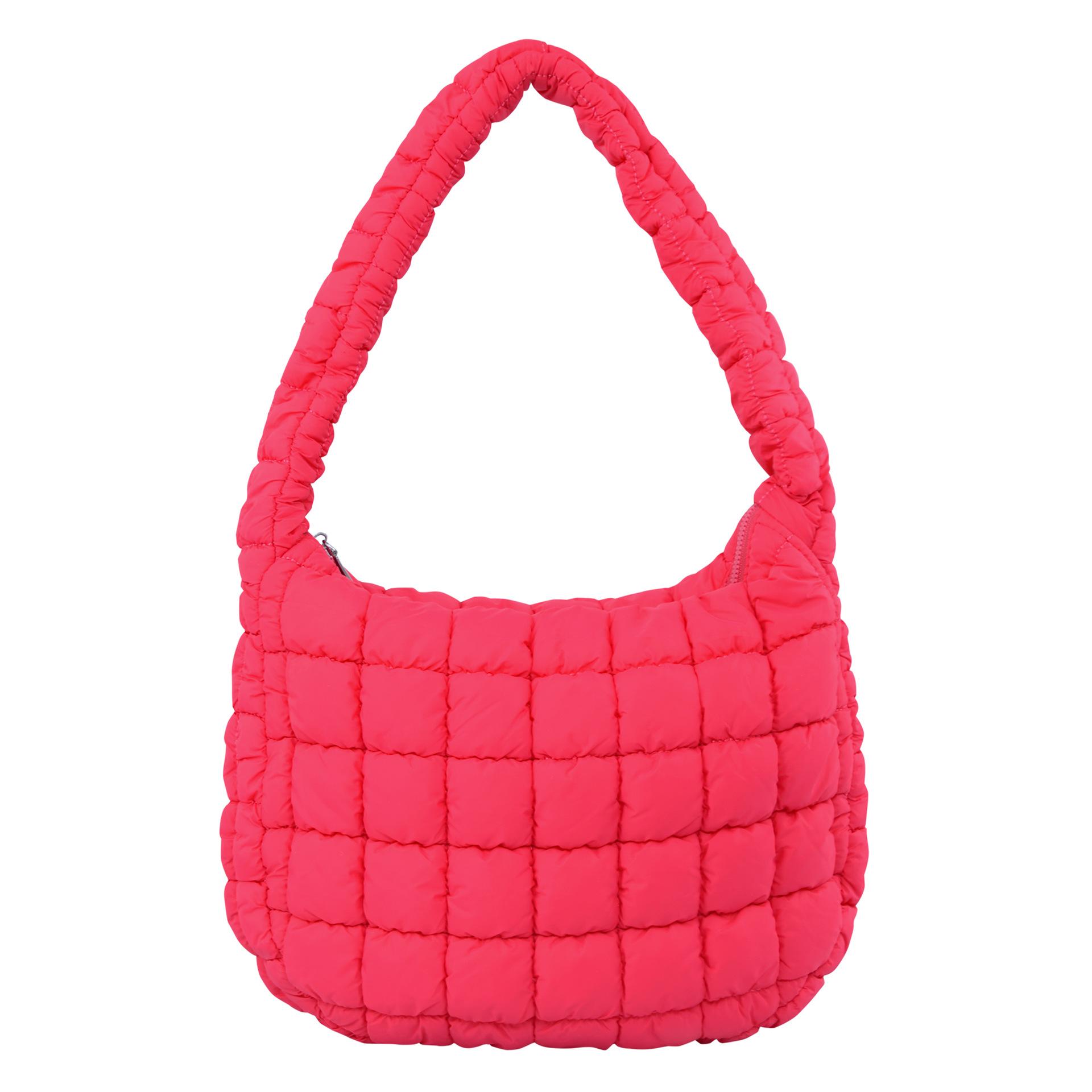 

Стеганая сумка-облако, сложенная из хлопка-пузырька, ромбовидная, портативная, подмышечная сумка, индивидуальный дизайн, модная сумка через плечо розы красного