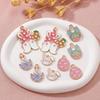 Easter Drip Oil Cartoon Egg & Rabbit Alloy Pendant Charm for DIY Necklace Accessories