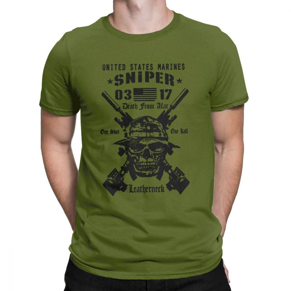 

Adult Tops Men T Shirt USMC Scout Sniper Tee Shirt US Marines MOS 0317 Combat Arms Unique Short Sleeve Crew Neck Cotton TShirts 4XL