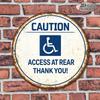1pc Vintage Round Metal Sign Retro Accessible Pathway Rear Entrance Warning Plaque 2D Flat Door Sign Office Public Commercial Decor