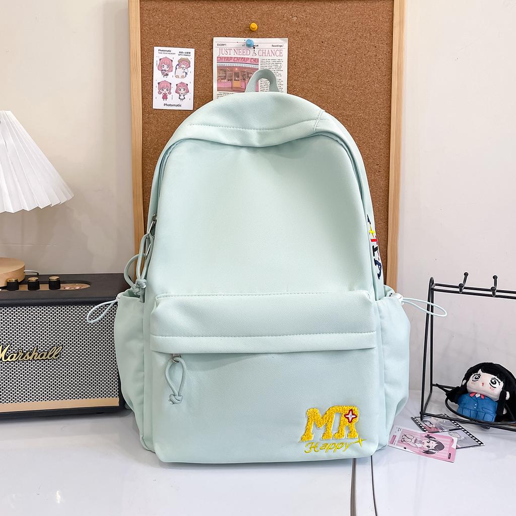 Schoolbag Simple letters Fresh large capacity backpack Lightweight versatile Junior high school students Campus students Commuter to class School bag
