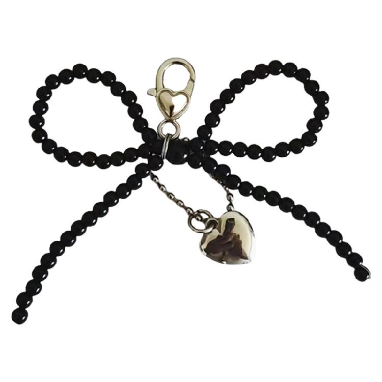Elegant Bowknot Beaded Keychain Charm Fashionable Keyring Charm Beaded Charm Pendant Handbag Charm Suitable for Women
