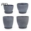 Drainage System Garden Pot Grey Flowerpot with Saucer, Modern Planter Lightweight Flower for Patio Holes, Plant Indoor Outdoor Use Weatherproof