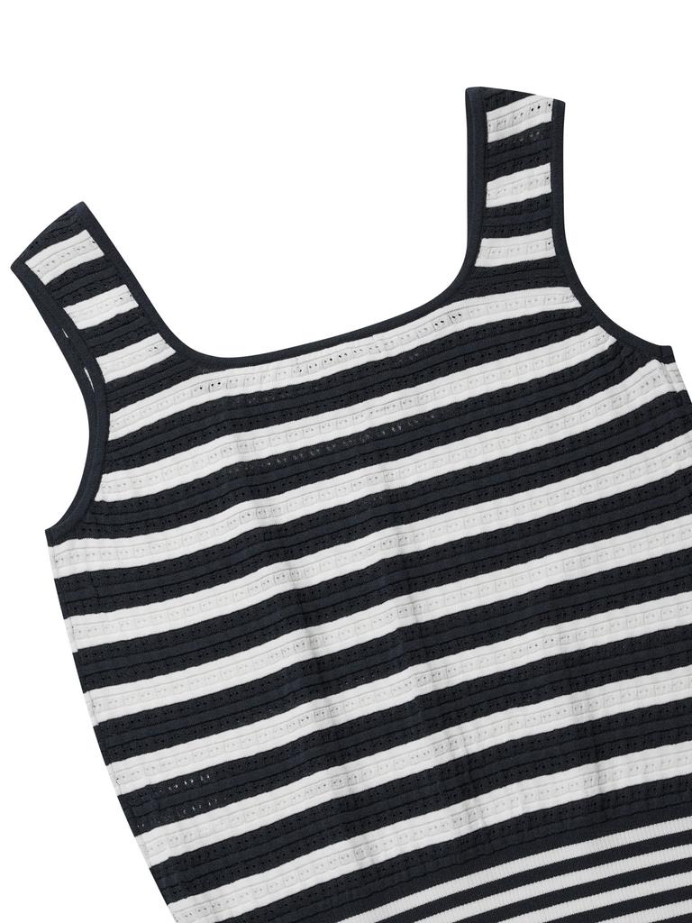 OLZEN Women'S Knitted Stripe Sleeveless_Zlg2Er2315Nv