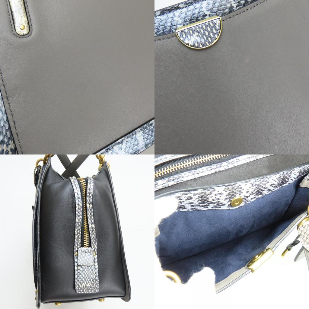 Used COACH Tote Bag 76459 leather gray black Python