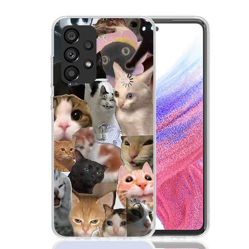 Crying Cat Memes Phone Case For Samsung Galaxy A52 A32 A22 A12 A02S A50S A30S A51 A31 AA71 Note 20 Ultra 10 S10 Plus Galaxy A52
