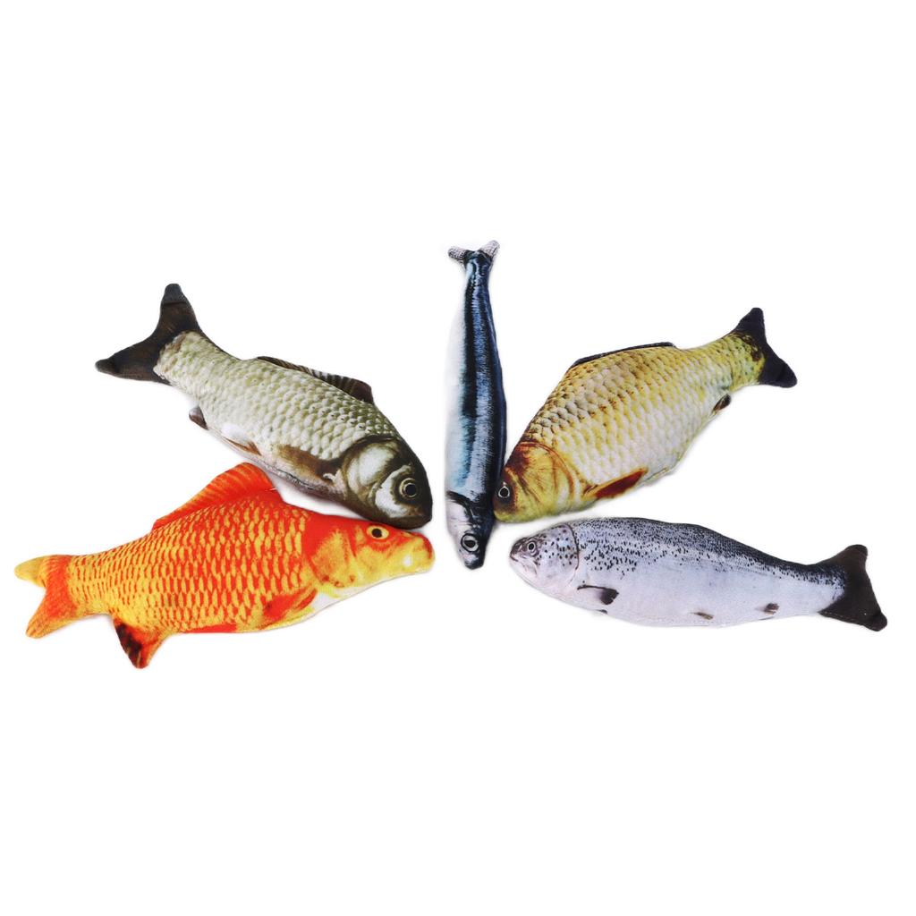 Cat Toy Fish Set Plush Simulation Fish with Catnip for Biting Chewing and Kicking