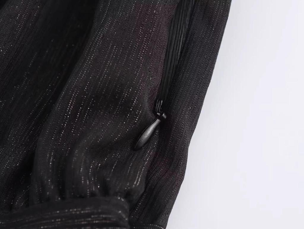 2025 Spring Women's European & American Style Chiffon Casual Waist-Gathering Dress