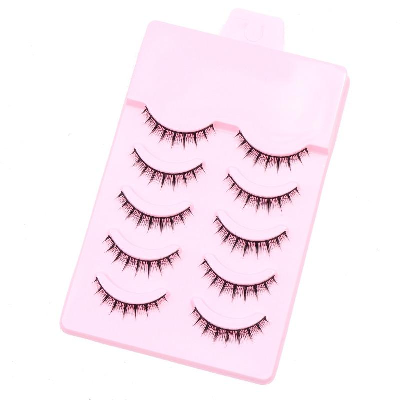 5Pairs Dramatic 3D False Eyelashes Black Stem Volume Lashes Natural Look Reusable for Eye Enlarging Effect