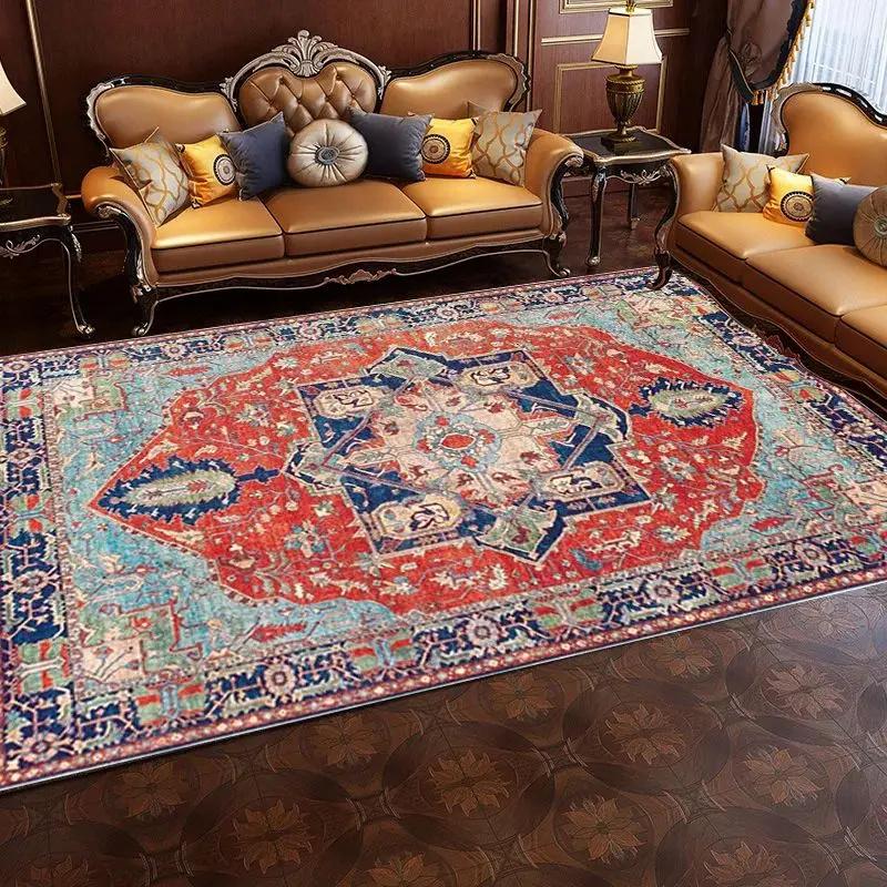 Crystal Pile Vintage Persian Living Room Full Rug Ethnic Style Coffee Table Sofa Mats Bedroom Bed Cloakroom Carpet