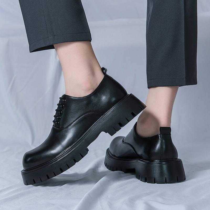New small leather shoes large size boots British style college retro black single shoe size