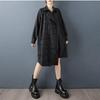 Langärmeliges Übergröße schwarzes Vintage neu in Kleider für Frauen Frühling Herbst lässig locker Midi Hemdkleid