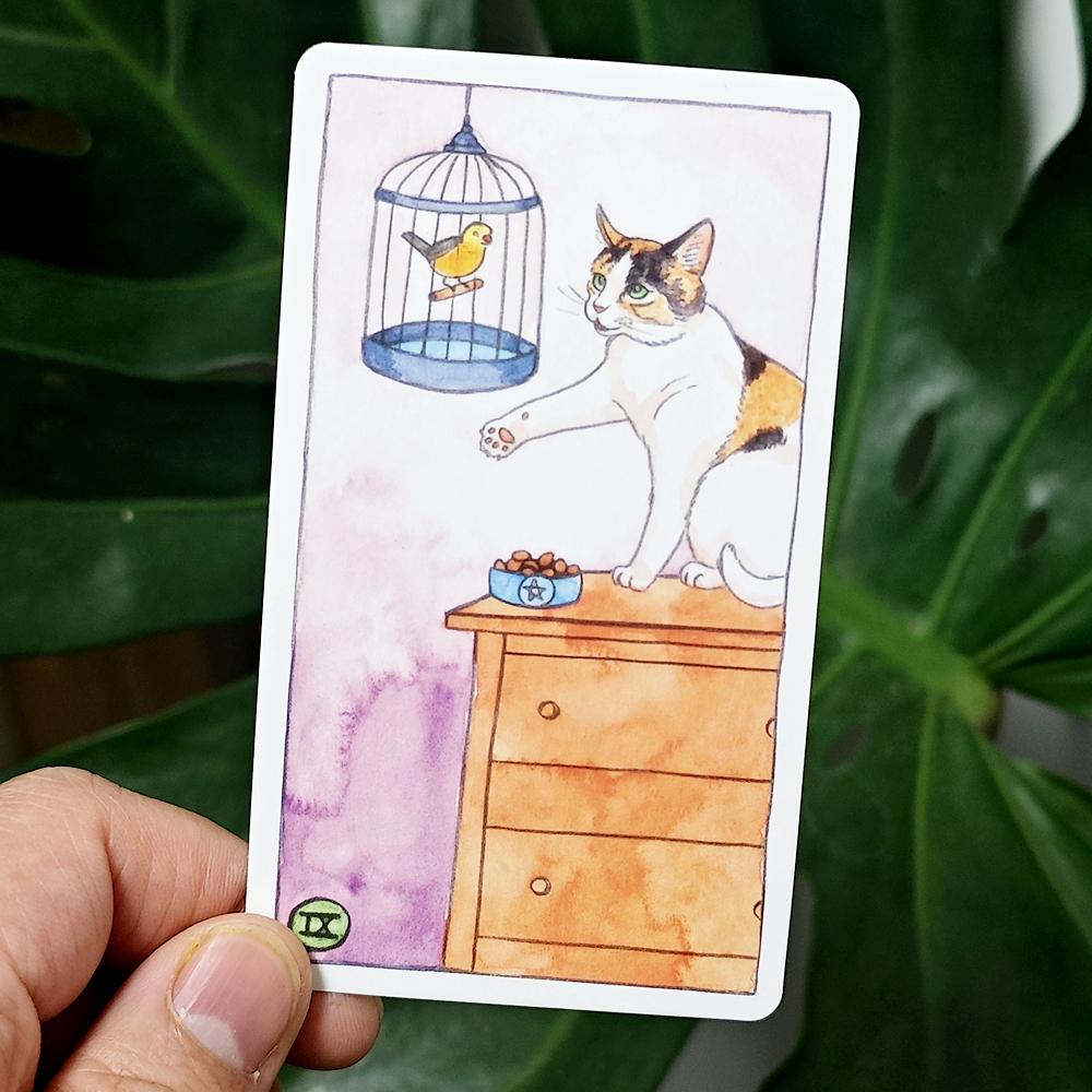 10,3*6 cm Kot Tarot Język rosyjski 78 sztuk Karty Tarota o tematyce kota łączą autentyczność z kocim poczuciem humoru