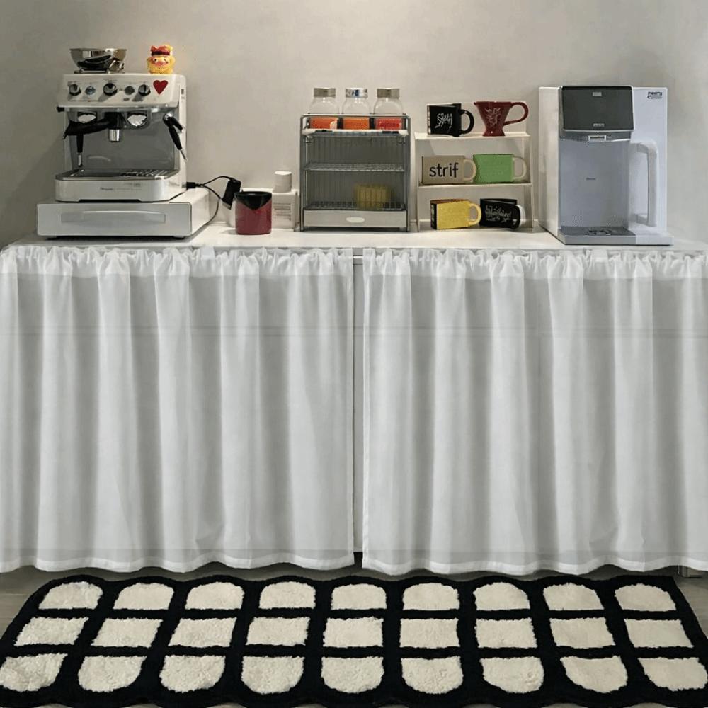 New Waterproof Chiffon Curtain Thickened Scratch-resistant Kitchen Cabinet Curtain Blockout Dustproof Table Skirt Cabinet Sundry
