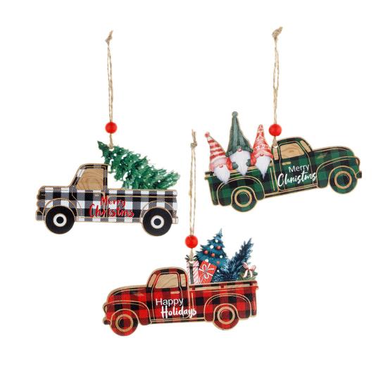 Christmas Party Pendant Practical Color Drawing Fine Workmanship Christmas Party Pendant Xmas Party Santa Gnome Tree Plaid Pickup Truck Pendant