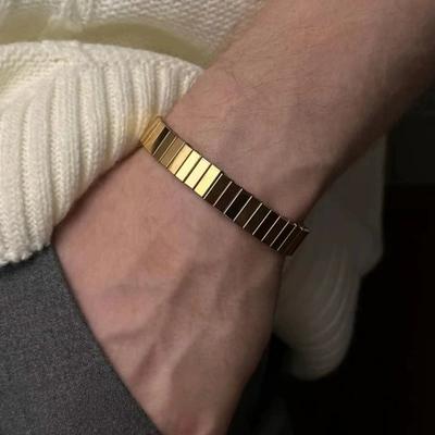 Módní nerezové 9mm pružné náramky pro muže Jednoduchý náramek s imitací řemínku Trendy party dámské šperky a doplňky