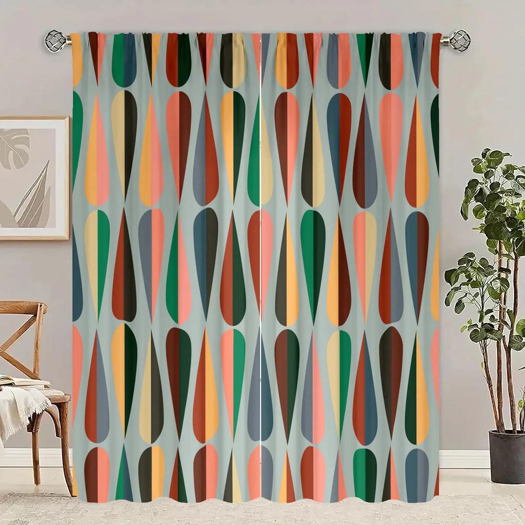 Modern Water Droplet Curtains Piece Polyester Set Bedroom Living Room Study Minimalist Window Decor Curtain Ideal For Sitting