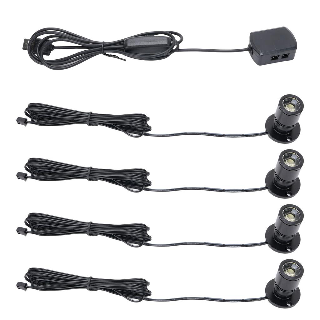 4PCS Mini Spotlight 90LM USB 360 Degree Rotating Indoor Spot Light Accent Light for Showcase Jewelry Cabinet Porch
