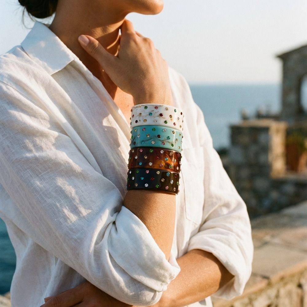 Bohemian C-shaped Open Bracelet Vintage Chunky Bangle Unique Acrylic Bangle Gift