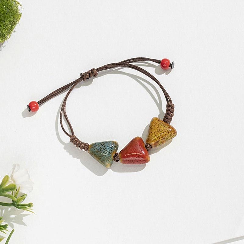 Retro Ethnic Style Ceramic Bracelet - Chinese-style Colorful Porcelain Beads Woven Bracelet
