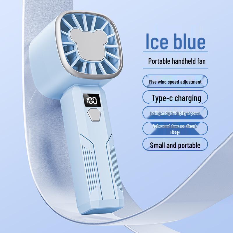 Portable USB Rechargeable Neck-Hanging Foldable Mini Handheld Fan with High-Speed Turbine