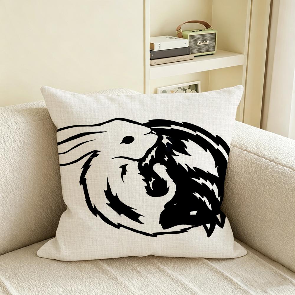 N-Negative Space Rabbit Cushion Cover Natural Linen Pillowcase Set, All-In-One Decor For Sofa, Bedroom & Chair